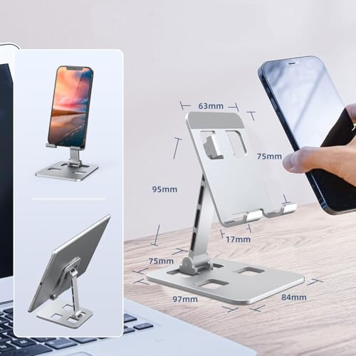 Cell Phone Stand, Adjustable Angle Cell Phone Stand Aluminum Desktop Phone Holder Cradle Dock