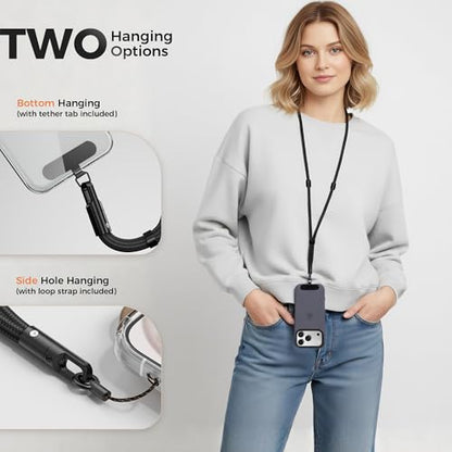SURDOCA 3-In-1 Phone Lanyard for Crossbody, Neck & Wrist, Adjustable Anti Theft Phone Strap with Tether Tab & Loop Strap - Universal for Most Smartphones, Camera, Key - Travel Essentials - color: Beige