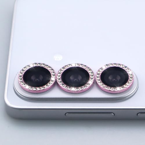for Samsung Galaxy S26 / S26 Plus Camera Lens Protector, Bling Diamond Metal Ring Tempered Glass Lens Cover, Sparkly Rhinestone Accessories (Pink) - color: Pink