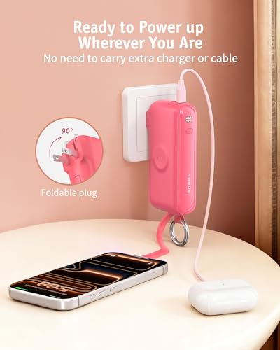 RORRY Flow Portable Charger 10000mAh 40W Wall Plug Power Bank Battery Pack - color: Berry Red