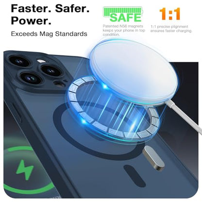 Magnetic Case for iPhone 13 Pro 6.1-Inch, [Compatible with Magsafe][Full Camera Protection] Ultra Slim Translucent Matte Shockproof Protection Phone Cover-Dark Blue - color: Dark Blue, size: iPhone 13 Pro