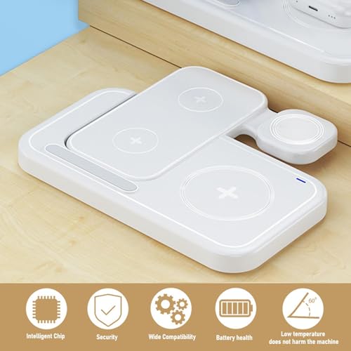 VBESTLIFE 4 in 1 Wireless Charging Station, 15W Fast Charger for Phone Watch Earbuds with Foldable Design for Travel Work Home