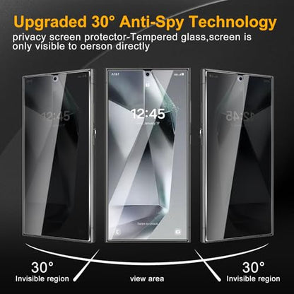 3 Pack Privacy Screen Protector for Samsung Galaxy S24 Ultra, Anti Spy Tempered Glass 9H Hardness, Black Protector Anti Spy, Bubble Free, Anti-Scratch - size: Galaxy S24 Ultra FK3