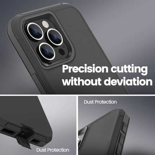 Sansunto for iPhone 15 Pro Max Case with Full Body Protection, Heavy Duty Shockproof Military Grade 3 in 1 Silicone Rubber with Hard PC Rugged Durable Phone Cover for 15 Pro Max 6.7 Inch. (Black) - color: Black