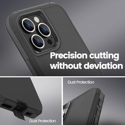 Sansunto for iPhone 15 Pro Max Case with Full Body Protection, Heavy Duty Shockproof Military Grade 3 in 1 Silicone Rubber with Hard PC Rugged Durable Phone Cover for 15 Pro Max 6.7 Inch. (Black) - color: Black