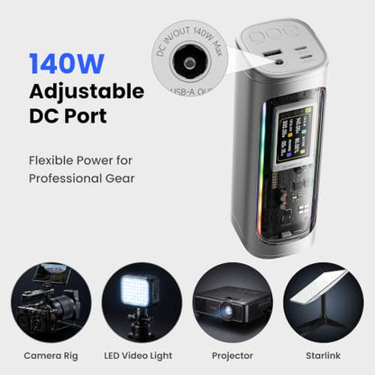 Shargeek 300W Power Bank, 24000mAh Laptop Portable Charger with DC Port - color: Silver