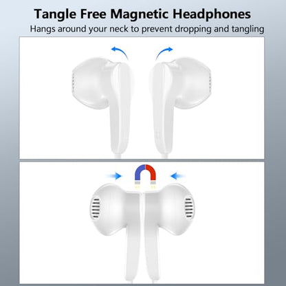 Wired Headphones USB C Earbuds Digital Sound Earphone with DAC Chip and Mic - color: White