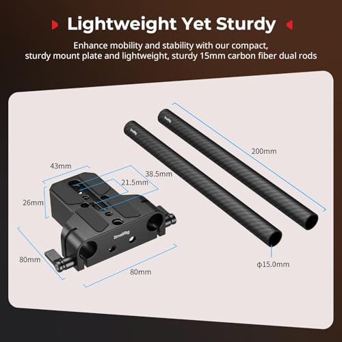 SMALLRIG Camera Base Plate Kit with 15mm LWS Rod Rail Clamp, Dual 15mm Rod - style: Base Plate+15mm Rods