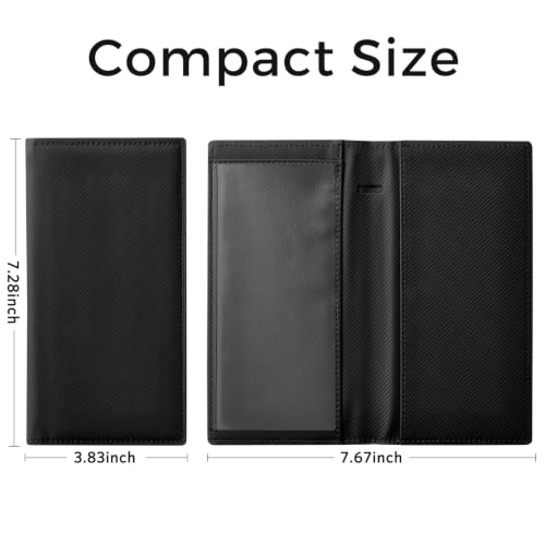 CoBak Checkbook Cover for Women & Men - PU Leather Case with RFID Blocking | Classic Design Check Book Holder for Personal and Business - color: Carbon Black