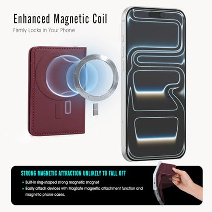 For MagSafe Wallet,Magnetic Card Holder RFID Blocking Wallet with 5 Card Slots & Cash Pocket For iPhone 17/16/ 15/14/ 13/12/ Pro/Max/Plus/Air Red - color: Red