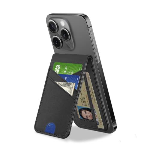 TopMade Magnetic Wallet Stand for MagSafe iPhone, 5 Card Holder, Black - color: Black