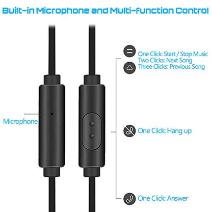 SourceTon 3 Packs Earphone with Remote & Microphone, in Ear Stereo Sound Noise Isolating Tangle Free for Smartphones, Laptops, Gaming, Fits 3.5mm Interface Device - color: 1 Black+1 White+1 Red