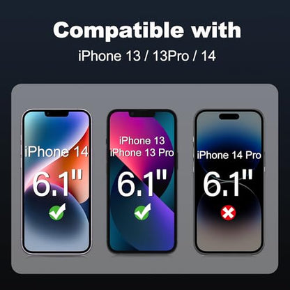 Screen Protector forc 6.1 inch [Auto Dust Elimination] Full Coverage Tempered Glass Film 9H+ Military-Grade Protection,[No Bubbles No Dust] [2 Pack] - size: iPhone 13/13Pro/14