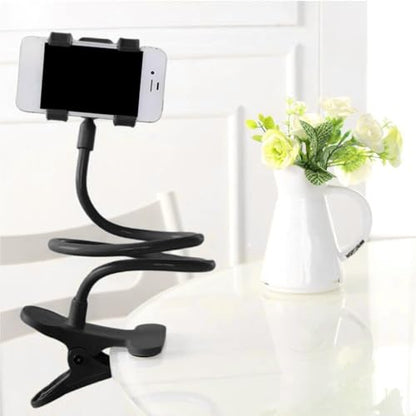 Gooseneck Phone Holder for Bed, Bed Table Phone Mount, Long Lazy Arm Headboard Bedside Bracket Clamp Stand, Easy 360 Adjustment Flexible Cellphone Clip for Home Offices Kitchen Gyms Table, 50cm - color: Black