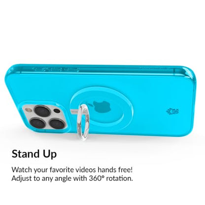 VELVET CAVIAR Compatible with MagSafe Phone Grip - Magnetic Ring Holder with Adjustable Stand - Removable MagSafe Accessories for iPhone 16, 15, 14, 13, 12 (Neon Blue) - color: Neon Blue