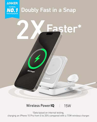 Anker MagGo 3-in-1 MagSafe-Compatible Qi2 15W Foldable Charging Station - color: White