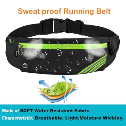 AIKENDO Slim Running Belt Fanny Pack Phone Holder Money Belt Women and Men - color: Black