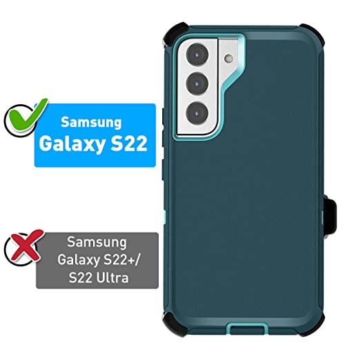 AICase Belt-Clip Holster Case for Galaxy S22 with Screen Protector, Heavy Duty Drop Protection Full Body Rugged Shockproof/DustProof Military Grade Tough Durable Cover for Samsung Galaxy S22 - color: dark blue/pink+belt