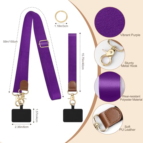 TiMOVO Phone Lanyard Crossbody Wrist Strap, Adjustable Anti-Theft Phone Strap for All Phone Case, lanyard for Women and Men - color: Purple