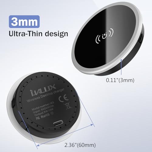 Recessed Magnetic Wireless Charger 15W, Hidden Desk Mount for iPhone 18-12