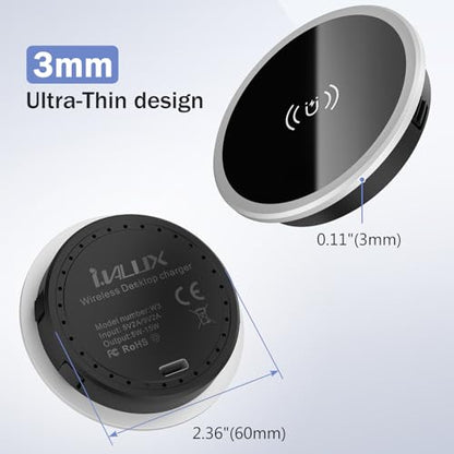 Recessed Magnetic Wireless Charger 15W, Hidden Desk Mount for iPhone 18-12
