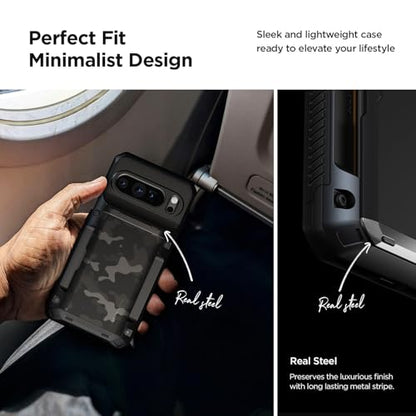 VRS DESIGN Damda Glide Pro for Pixel 10 / Pixel 10 Pro (2025) – Rugged Wallet Case with Sturdy Semi Auto Card Holder [4 Cards] Protective Phone Cover (Matte Black) - color: Matte Black, size: Pixel 10 / Pixel 10 Pro