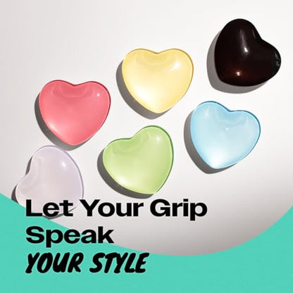 OnTheGrip Cute Glass Heart Design Collapsible Expandible Mobile Phone Grip Stand Holder for Smartphone Tablet Cell Phone Accessory (Black)