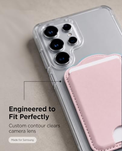 ENCASED Magnetic Wallet for Samsung Phones (Compatible with MagSafe) Premium PU leather Slim Card Holder Designed for Galaxy S25, S25 Plus, S25 Ultra (Pink) - color: Pink