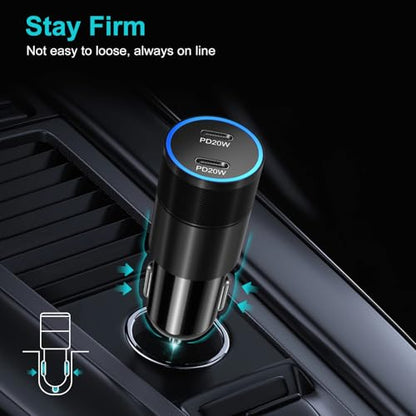 5 Pack USB C Car Charger, 40W Dual Port 12V USB C Cigarette Lighter Adapter - size: 5-Pack