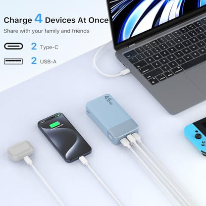 NOBIS Portable Charger 45W 20000mAh Power Bank Fast Charging - color: Light Blue