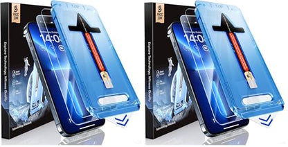 MAGIC JOHN 4 Pack for iPhone 13 Pro Max/iPhone 14 Plus 6.7 inch Tempered Glass Screen Protector, Auto Dust-Elimination Installation, Bubble Free, HD Clear, Easy Installation - size: iPhone 13 ProMax (Pack of 2)