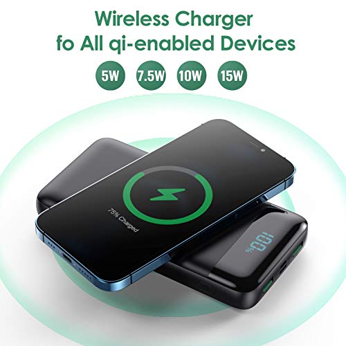 Wireless Portable Charger 30,800mAh with Built-in Cables,15W Wireless Charging 25W PD QC4.0 Fast Charging USB-C Power Bank,Travel Essentials External Battery Pack for iPhone 17/16/15/14,Galaxy,Android - color: Black
