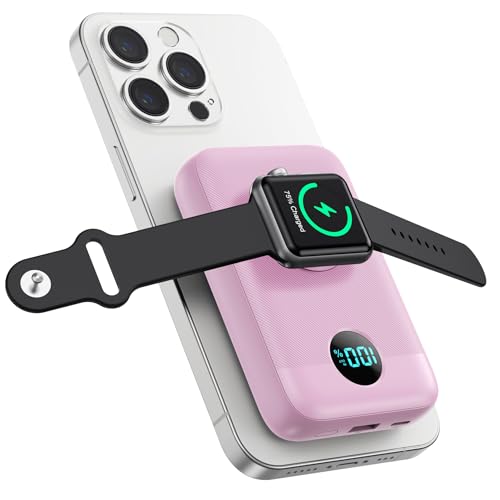 Magnetic Portable Charger for iPhone,10800mAh 25W PD Fast Charging Wireless Power Bank,4 Outputs Travel Essential Battery Pack for Magsafe,iPhone 18 Pro/18 Pro Max/17/16/15/14/13/12,Apple Watch,Pink - color: Pink