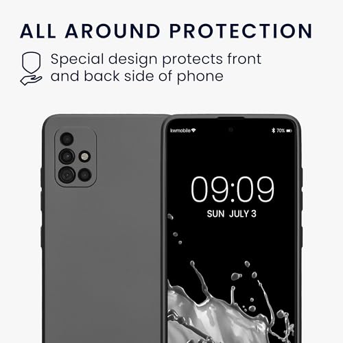 kwmobile Case Compatible with Samsung Galaxy A51 Case -Soft TPU Back Phone Cover - with Metallic Look - Metallic Grey - color: Metallic Grey, size: Galaxy A51