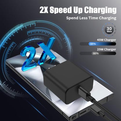 4Pack USB C Charger Super Fast Charging for Samsung Galaxy S25 Ultra - color: Black, size: 4Pack 3+6+6+10Feet