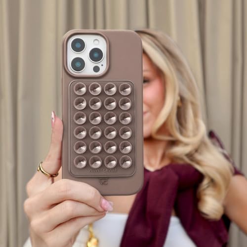 Velvet Caviar Suction Cup Phone Case Mount Compatible with MagSafe Devices Only - Magnetic Silicone Sticky Phone Grip Holder for iPhone Back of Phone - Mirror Gripper (Cashmere Taupe) - color: Cashmere Taupe