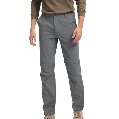Mens Cargo Pants Convertible Zip-Off Waterproof Work Pants Lightweight with Multi Pockets Stretch Tactical Hiking Pant - color: 2#gray, size: X-Large