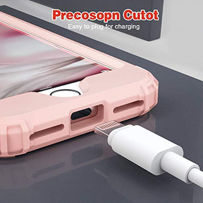 IDweel for iPhone 8 Case with Tempered Glass Screen Protector, for iPhone 7 Case, 3 in 1 Shockproof Slim Hybrid Heavy Duty Hard PC Cover Soft Silicone Bumper Full Body Case, Rose Gold - color: Rose Gold
