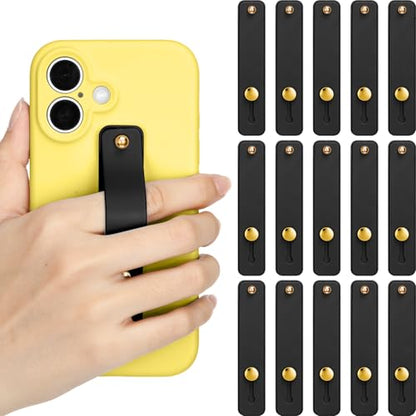 Weewooday 15 Pcs Phone Grip Strap Telescopic Finger Strap Stand,Black - color: Black