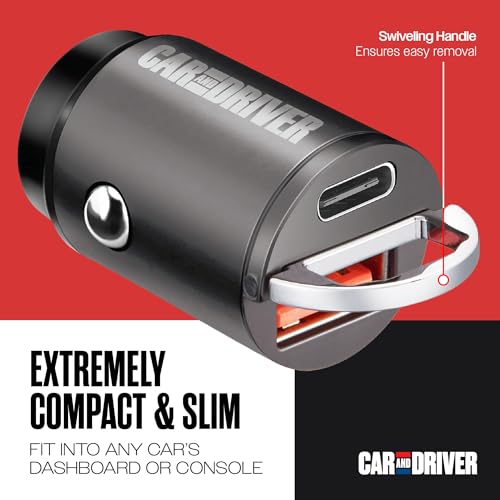 30W Dual-Port Cigarette Lighter USB Charger for iPhone & Samsung, USB-C & A