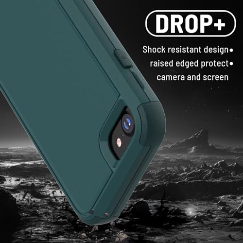X-belmox Heavy Duty Phone Case for iPhone SE 2022 (3rd Gen) with Glass Screen Protector, 3 in 1 iPhone SE 2020 Case [Shockproof] Rugged Protective [Drop Proof] iPhone 7/8 case 4.7" - Dark Green - color: Dark Green