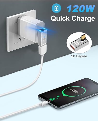 Duttek Right Angle USB C to USB A Adapter 120W 10Gbps, 90 Degree USB A to C Adapter, Type C Female to Type A Male Converter Fast Charging Compatible with MacBook, Tablet, Samsung Galaxy 2 Pack - style: Middle Angle C Male to A Female Adapter