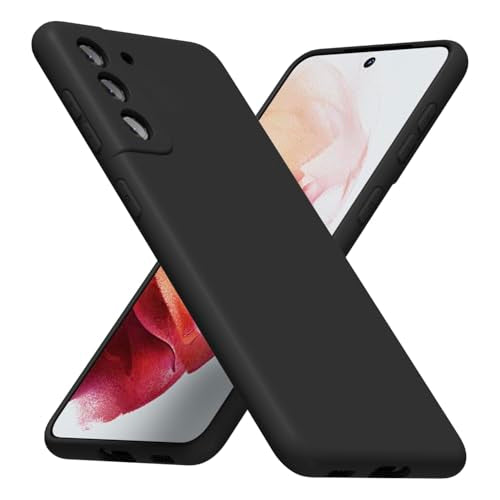 LoeoeL for Samsung Galaxy S21 Phone Case Silicone, Minimalist Ultra Thin Slim Soft Rubber Gel Solid Color Matte TPU Cute Case for Women Men, Girly Plain Aesthetic Design & Camera Cover, Black - color: Black, size: S21