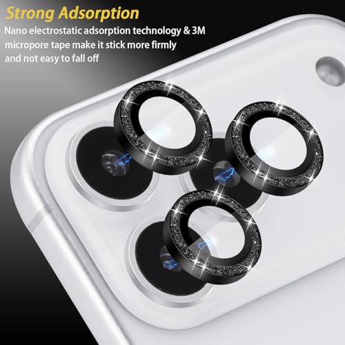 Camera Lens Protector for iPhone 17 Pro/17 Pro Max, Glitter Black - color: Glitter Black