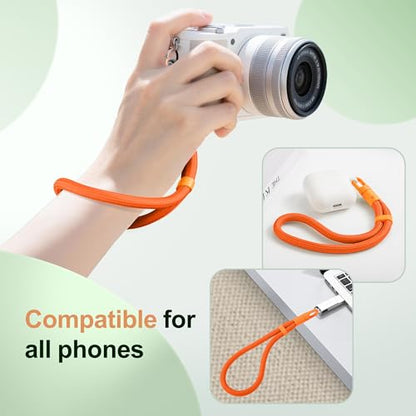 SHANSHUI Phone Lanyard, 4 Pack Adjustable Cell Phone Strap, Hand Wrist Strap Lanyard with 4 Pack Tether Tabs for Smartphones-Black Orange - color: 2black 2orange