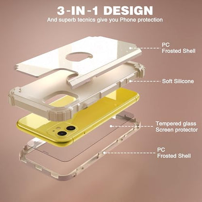IDweel for iPhone 11 Case with Screen Protector(Tempered Glass), Hybrid 3 in 1 Shockproof Slim Fit Heavy Duty Protection Hard PC Cover Soft Silicone Bumper Full Body Case,Glitter Yellow - color: Glitter Yellow