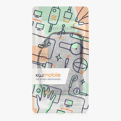 kwmobile Universal Phone Pouch Size XXL - 7" - Neoprene Smartphone Pouch with Zip - Water-Repellent Mobile Phone Case - Sleeve in Light Grey/White - color: light grey / white, size: XXL - 7"