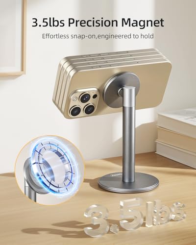 Nulaxy Magnetic Full Aluminum Cell Phone Stand with 360 Rotating Adjustment - color: A-Gray