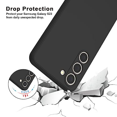 Vanjua Case for Samsung Galaxy S23 (Only), Stylish Liquid Silicone Slim Full-Body Protective Cover Compatible with Samsung Galaxy S23 5G 6.1 Inch Phone Case (Black) - color: Black