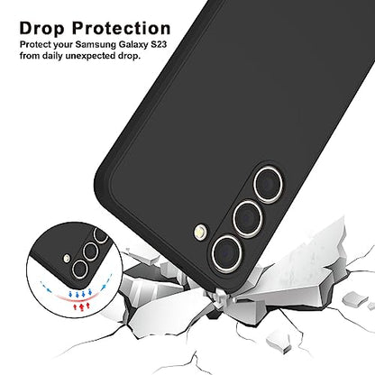 Vanjua Case for Samsung Galaxy S23 (Only), Stylish Liquid Silicone Slim Full-Body Protective Cover Compatible with Samsung Galaxy S23 5G 6.1 Inch Phone Case (Black) - color: Black